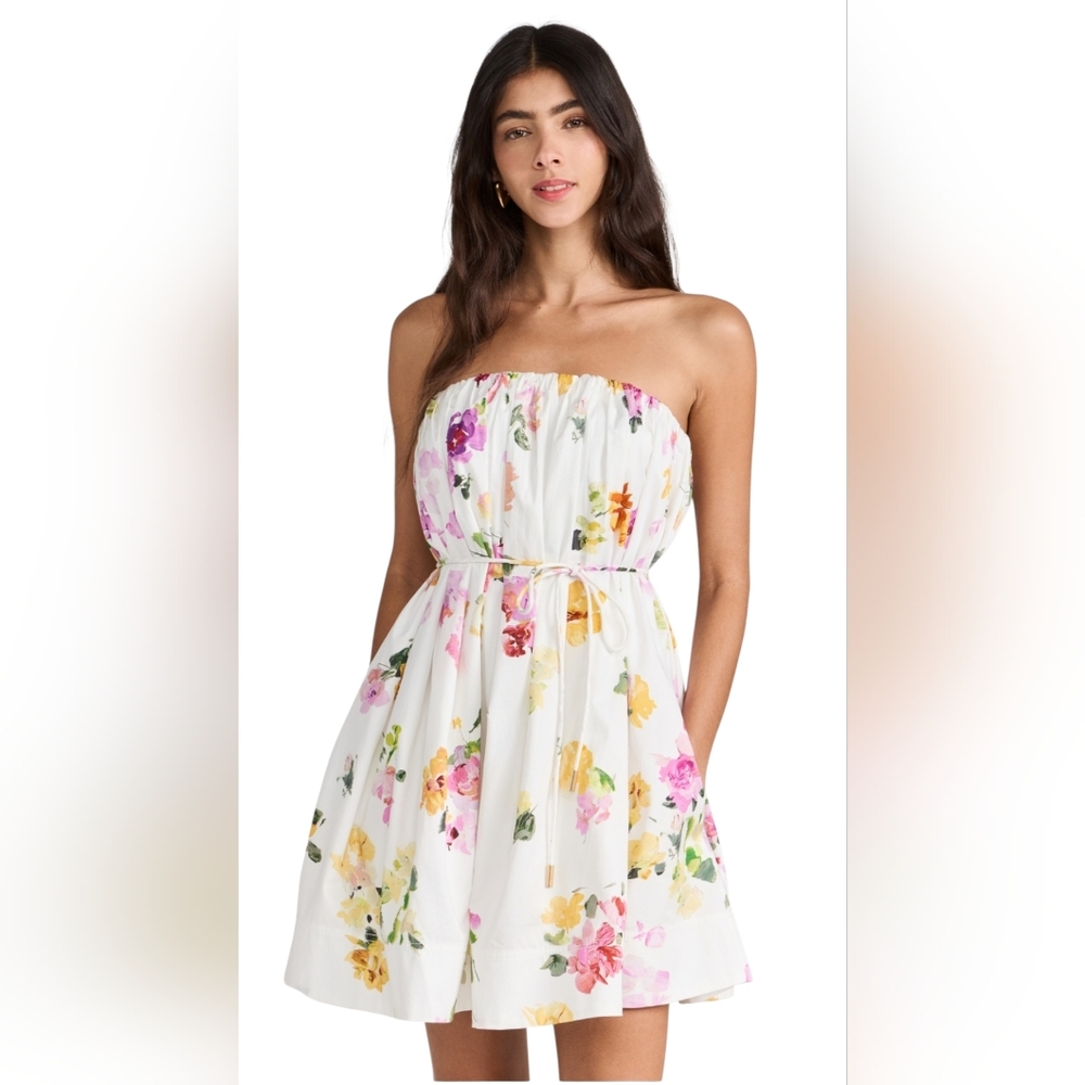 NWT $525 Aje Ayla Strapless Floral Mini Dress Scattered Floral Cotton US 10
